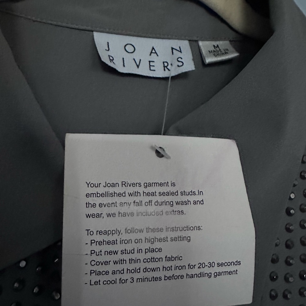 Joan Rivers Gray Studded Blouse - Picture 3 of 6